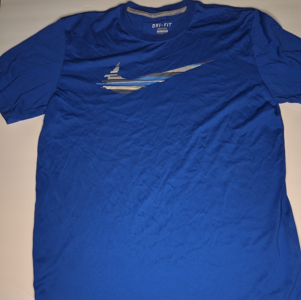 NIKE Blue Dri-Fit Logo Shirt Mens Size Large